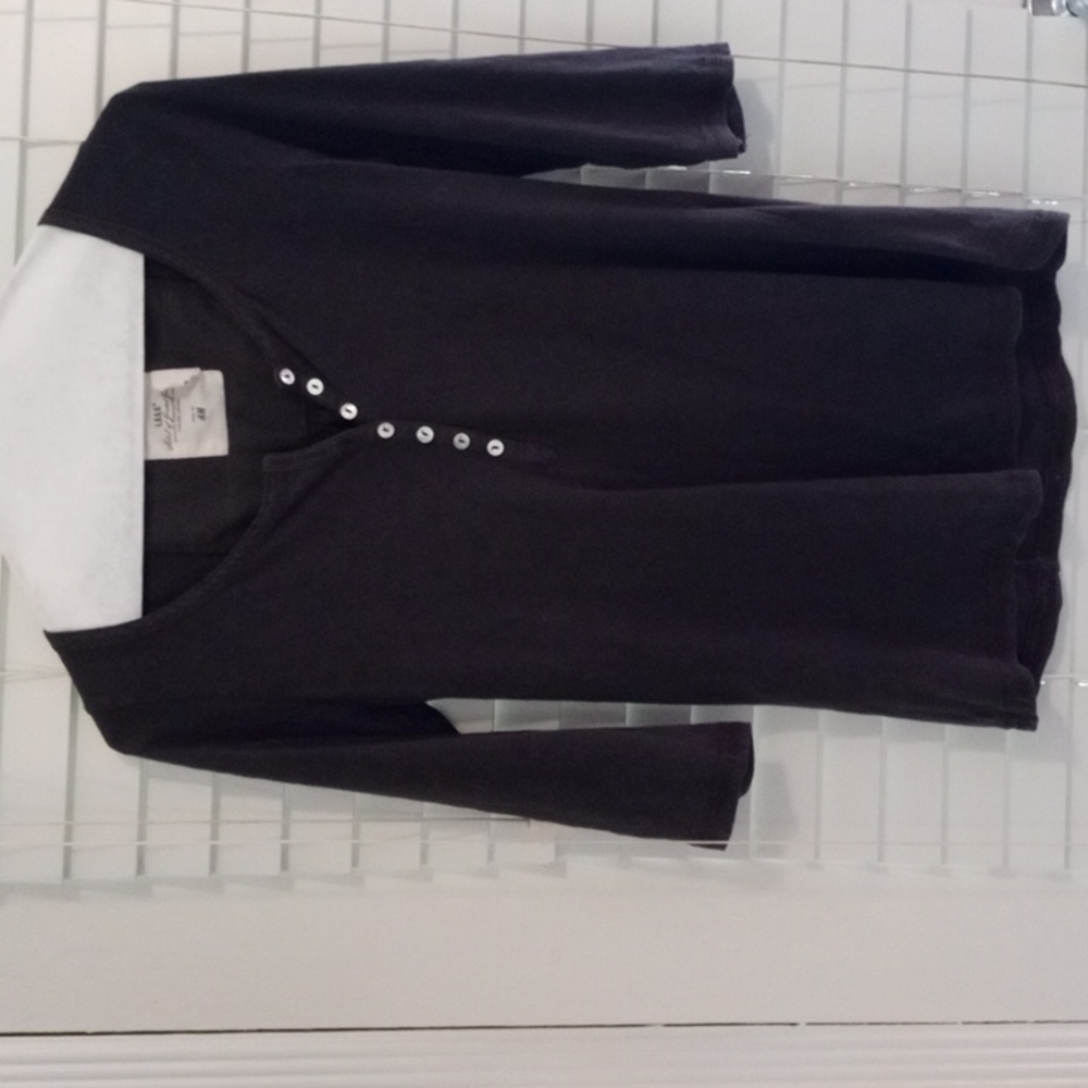 LOGG by H&M, long sleeve, scoop neck Henley Black, XSmall, Women's